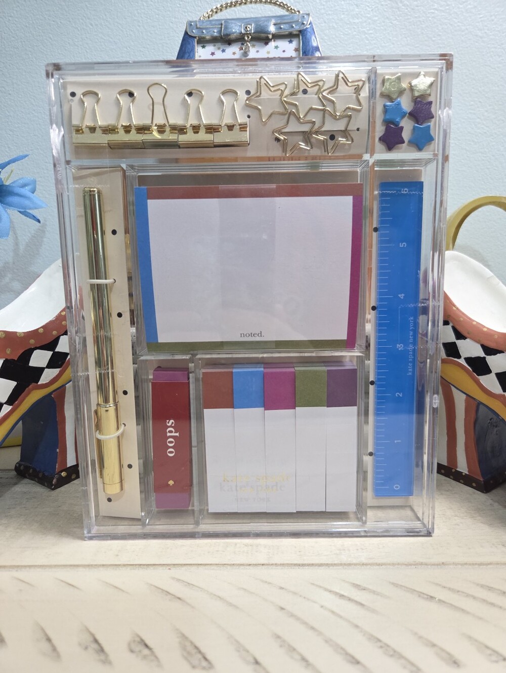 ✨ Kate Spade NY Acrylic Stationery Tackle Box Set - NEW (Damaged Box) ✨